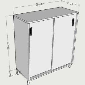 Resim Missia Mobilya Rovigo Cordoba-Beyaz Sürgülü Raflı Ayaklı Ayakkabılık 
