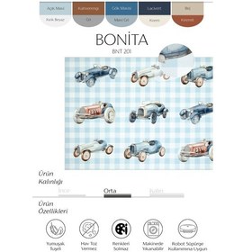 Resim Cool Halı Bonita Mavi Damalı Halı Vintage Arabalı Bebek Çocuk Halısı Yıkanabilir Yumuşak İpeksi Halı Mavi 