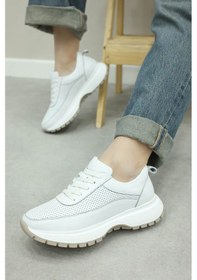 Resim Hakiki Deri Kadın Casual Ayakkabı 136za503 Beyaz - Beyaz 