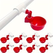 Resim Otomatik Kümes Hayvanları Su Kabı Seti - 5/8/12 adet, Tavuklar, Ördekler, Bıldırcınlar & Hindi için Sızdırmaz PVC İçme Bardakları ve Tee Bağlantı Parçası 