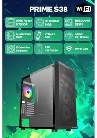 Resim Game Garaj Prime S38 R5-7500F 16 GB 1 TB SSD RTX5060 Free Dos Oem Paket Masaüstü Oyuncu Bilgisayarı 