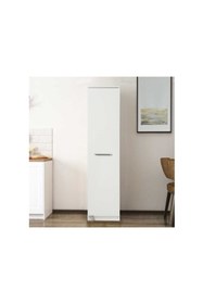 Resim ZEYTUN Beyaz Çok Amaçlı 90 Derece Açılabilir Tek Kapaklı Kiler Mutfak Dolabı 