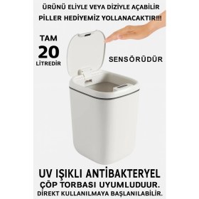 Resim Teknolojik Çöp Kutusu Otomatik Aç Kapat Sensörlü Mutfak Banyo Ev Ofis Piller Dahildir 