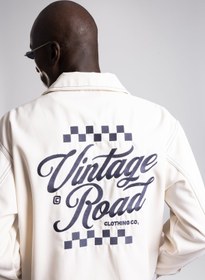 Resim Nakış Yazı Detaylı Vintage Ceket - Bej / XL 