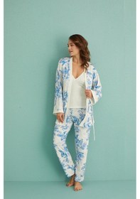 Resim Gd Goldoremi 14401-4 Kadın Termal Kumaş 3'lü Sabahlıklı Pijama Takım 001 
