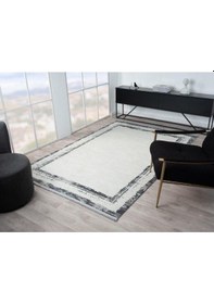 Resim Çam Halı Mona Vs004g Krem Antrasit Modern Desen Salon Halısı 
