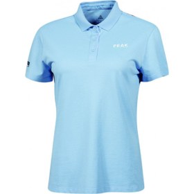 Resim Peak Polo T-shirt Kadın Gök Mavisi Polo Yaka Düz Renk Nefes Alabilen Rahat Kısa Kollu Günlük Spor Tişört 