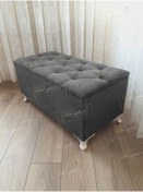 Resim Lüks Sandıklı Kapitone Puf Bench Ayakucu Koltuk Füme 