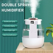 Resim 1parça Whisper Quiet Ultrasonic Nemlendirici ile Sıcak Gece Işığı, Büyük Kapasiteli USB Taşınabilir Masaüstü Sis Yapıcı, Yatak Odası Ofisi için Çift Sprey, Su Seviyesi Göstergesi, Anahtar Kontrolü, 2.5L Tank, 300ml/saat Maksimum Nemlilik 