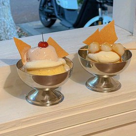 Resim Paslanmaz Çelik Tatlı Kasesi - Çok Yönlü Dondurma & Meyve Salatası Kasesi, Partiler ve Ev Kullanımı için Atıştırmalık Servis Tabakası 