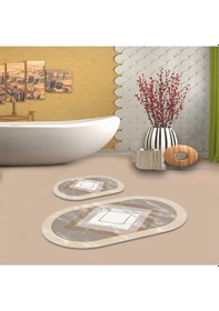 Resim Multi Kaymaz Taban Oval Banyo Paspas Takım Bb-101 çok renkli 