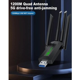 Resim MAXGO 3148 Usb Wifi Adaptörü Kablosuz Wifi Internet Alıcı Ağ Kartı 1200 Mbps Usb 3.0 Çift Bant 2.4gh 