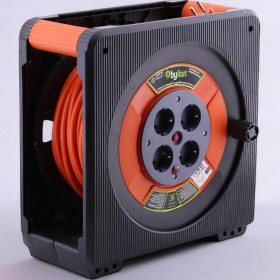 Resim Makaralı Cca Uzatma Kablosu 40 Metre 3x2.5 mm 4 Prizli Termal Sigortalı Plastik Seyyar Kaset Tipi 