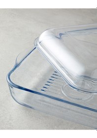 Resim English Home Bake&serve Cam Kapaklı Kare Izgaralı Fırın Kabı 24 X 21,2 Cm Şeffaf Şeffaf 