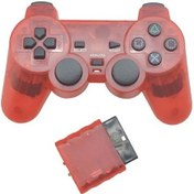 Resim Şeffaf Kırmızı-kablosuz Denetleyici Gamepad Şeffaf Renk 2.4g Titreşim Joystick Controle Gamepad Sony Ps2 Joypad Oyun Aksesuarları 