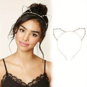 Resim 1 adet Zarif Minimalist Kedi Kulak Baş Bandı - Demir Alaşımlı, Düz Renk, Hayvan Tasarımı, Günlük Giyim veya Anneler Günü Hediyesi için Mükemmel 