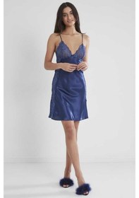 Resim Pierre Cardin Saten Güpürlü Gecelik 624 Laci Lacivert 