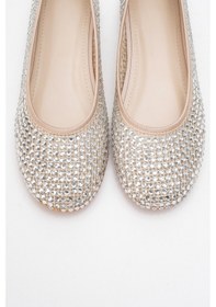 Resim Luvishoes Luvi Shoes Runway Bej File Taşlı Kadın Babet Ayakkabı Bej 