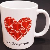 Resim Kalpli Seni Seviyorum Baskılı Kupa Bardak 