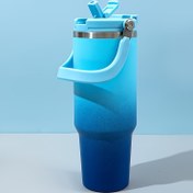 Resim 30oz Paslanmaz Çelik Vakumlu Yalıtımlı Bardak Saplı - Sızdırmaz, Çift Duvarlı Sıcak & Soğuk İçecekler İçin, Araba, Ev, İş, Seyahat İçin Mükemmel - Gradyan Renk, İdeal Noel Hediyesi 