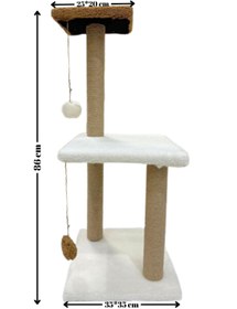 Resim Komano Pontika Peluş Dokulu Yumuşacık 3 Katlı Mega Boy Kedi Tırmalama Tahtası 86 cm Soft Sevilen Renkler 