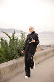 Resim Ryzi Moda Kadın Tesettür Eşofman Takımı Fermuarlı Alt Üst Takım 