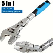 Resim 5’i 1 Arada Çok Fonksiyonlu 25.4-30.48 cm Ayarlanabilir Mandren Anahtarı | 180° Katlanır + Dönebilir Başlık | Tork Ayarlı | Otomotiv/Boru/Kendin Yap Evrensel Alet 