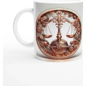 Resim Terazi Burcu Baskılı Kahve Kupası - Zamanın Çarkları Astroloji Mekanizması Vs2 