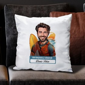 Resim Karikatürlü En Başarılı Erkek Sörfçü Yastık 