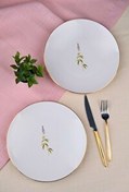 Resim Tabak Evi Porselen Natura Salkım Altın Yaldız Pasta Tabağı 20.50 CM 2'li 