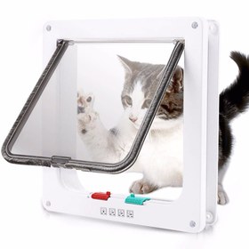 Resim Kedi Kapısı, Köpekler için 4 Yönlü Güvenlik Kilidi ile Kedi ve Yavru Kediler için ABS Plastik Küçük Evcil Hayvan Kapı Seti, Köpek ve Kedi Kapıları, Evcil Hayvan Malzemeleri 