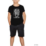 Resim Kaplan Tiger Siyah Çocuk Tişört Siyah 