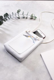 Resim DK LEATHER Kadın Beyaz Küçük Cepli Omuz Askılı Çapraz Kadın Çantası, Minimal Telefon Çantası 