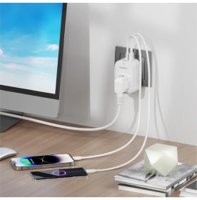 Resim Vetech Akım Korumalı Priz 1x Priz, 2x Type-C, 1x USB Port Çıkışlı Tekli Priz 