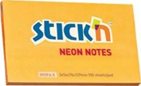 Resim Stıckn 76x127 Neon Turuncu Yapışkanlı Notluk 100 Yp. 