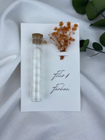 Resim Cipso Çiçek Demetli Badem Şekeri Kartı Nişan Söz Hediyelik 