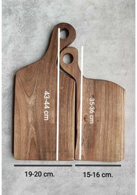 Resim İkili Kesme Tahtası, Ahşap Kesme Tahtası, Sunum Tahtası, Ceviz Ağacı Kesme Ve Sunum Tahtası Ahşap 