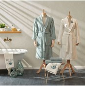 Resim Karaca Home Butterfly 3D Nakışlı Yeşil Off White Aile Banyo Seti Yeşil 
