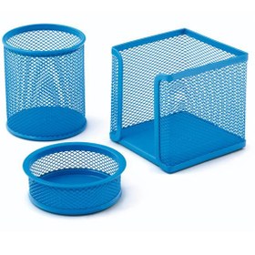 Resim Mas Masa Seti Ataşlık-Kağıtlık-Kalemlik 3 LÜ Metal Perforeli Bebe Mavi 505 