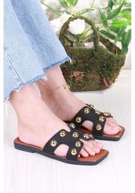 Resim Fort 014-25 Fls Toka Detaylı Tatil Terliği Günlük Terlik Kadın Terlik Siyah 