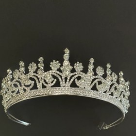 Resim Lüks Düğün Aksesuarları Catherine Beyaz Gelin Tacı 