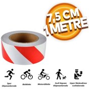 Resim Reflektörlü Reflektif Fosforlu Şerit Bant 7.5 cm 1 Metre İkaz Ban 