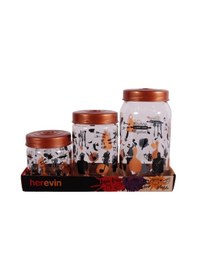 Resim Herevin 139357-810 Desenli Kavanoz Seti 3'lü 425-660-1000 Ml Bakır 