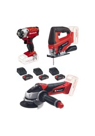 Resim Einhell TE-CI 18/1 Vidalama + TC-JS 18 Lİ Dekupaj + TE-AG 18/115 Avuç Taşlama + 3 x 2.5 Ah Akülü Usta Seti 