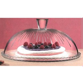 Resim Pasabache Cam Kek Cam Cloche Kek Standı Pasta Kubbe Plaka Kapağı 32 Cm Desen Açık Bej 