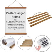 Resim 1 adet Manyetik Askı Çerçevesi Ahşap Poster Çerçevesi Ahşap Mıknatıs Baskı Posterleri Dübel Askı Askıları Duvarlar Harita Tuval Sanat Eserleri için Asma Kiti 