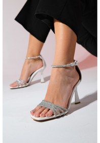 Resim Luvishoes Monica Sedef Cilt Taşlı Kadın İnce Topuklu Abiye Ayakkabı Sedef 