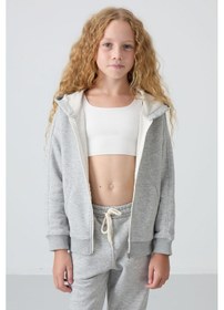 Resim Tommylife Tommy Life Gri Melanj Pamuklu İçi Tüylü Yumuşak Dokulu Standart Fit Nakışlı Kız Çocuk Eşofman Takım - 75148 Gri Melanj 