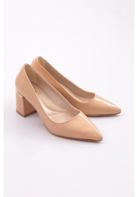 Resim Dgn 3300-23y Kadin Sivri Burun Kalin Topuklu Ayakkabi 3300-1423-R10430 Ten Rengi 