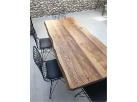 Resim Ahşap Doğal Kütük Yemek / Toplantı / Çalışma Masası 